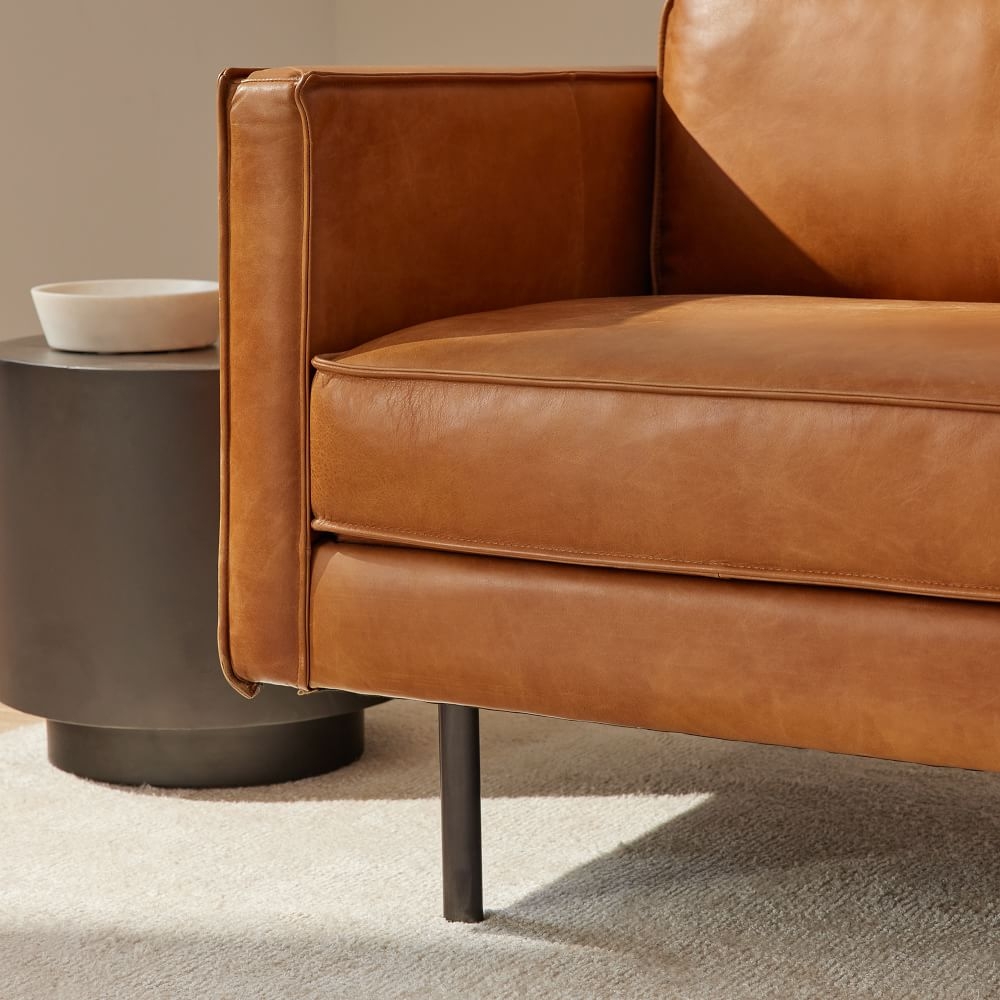 West elm store axel leather sofa