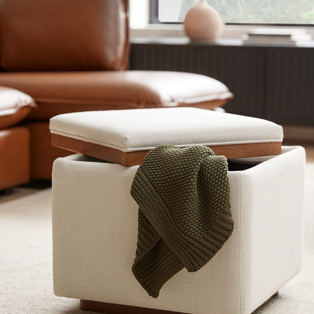 Fabric cube ottoman deals