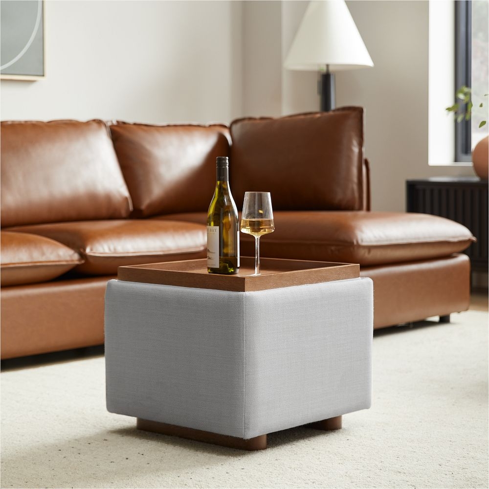 Square storage ottoman with tray best sale
