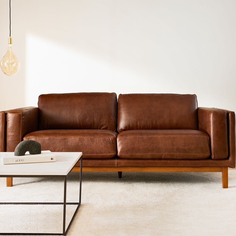 West elm shop dennes leather sofa