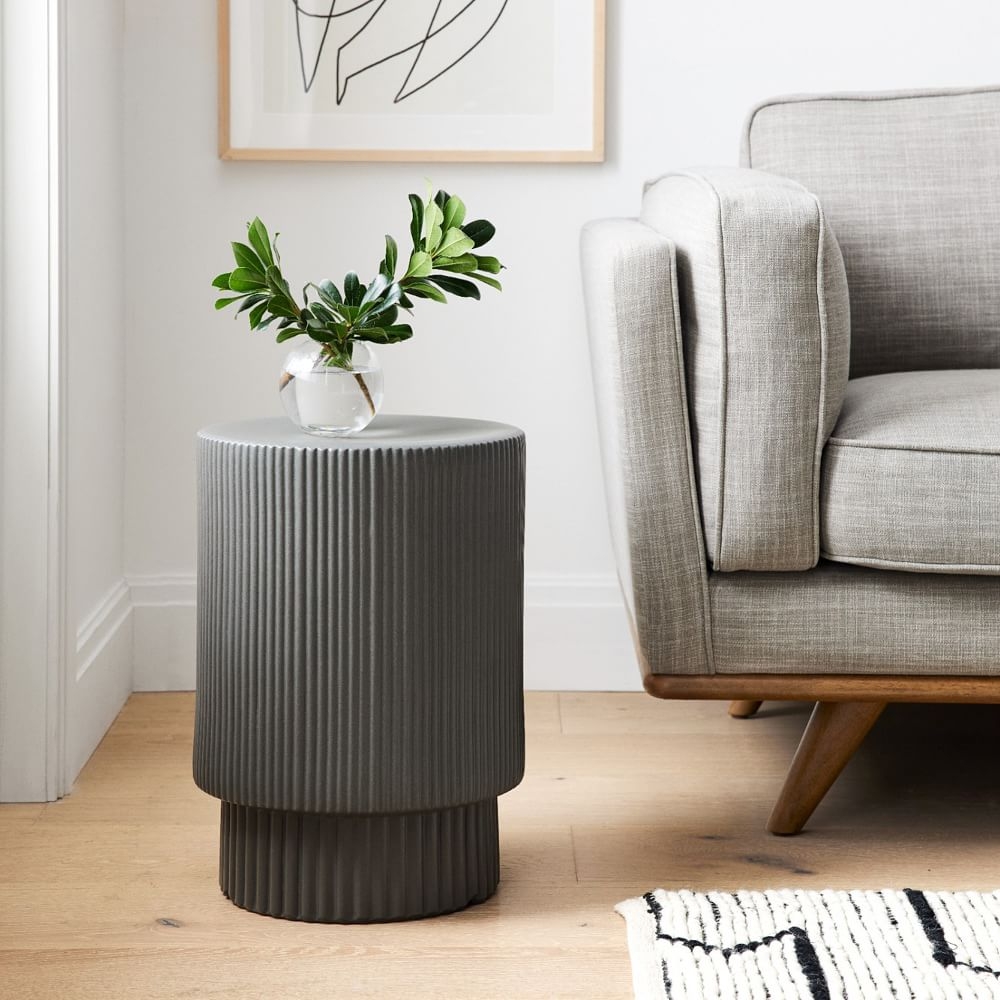 White fluted side outlet table