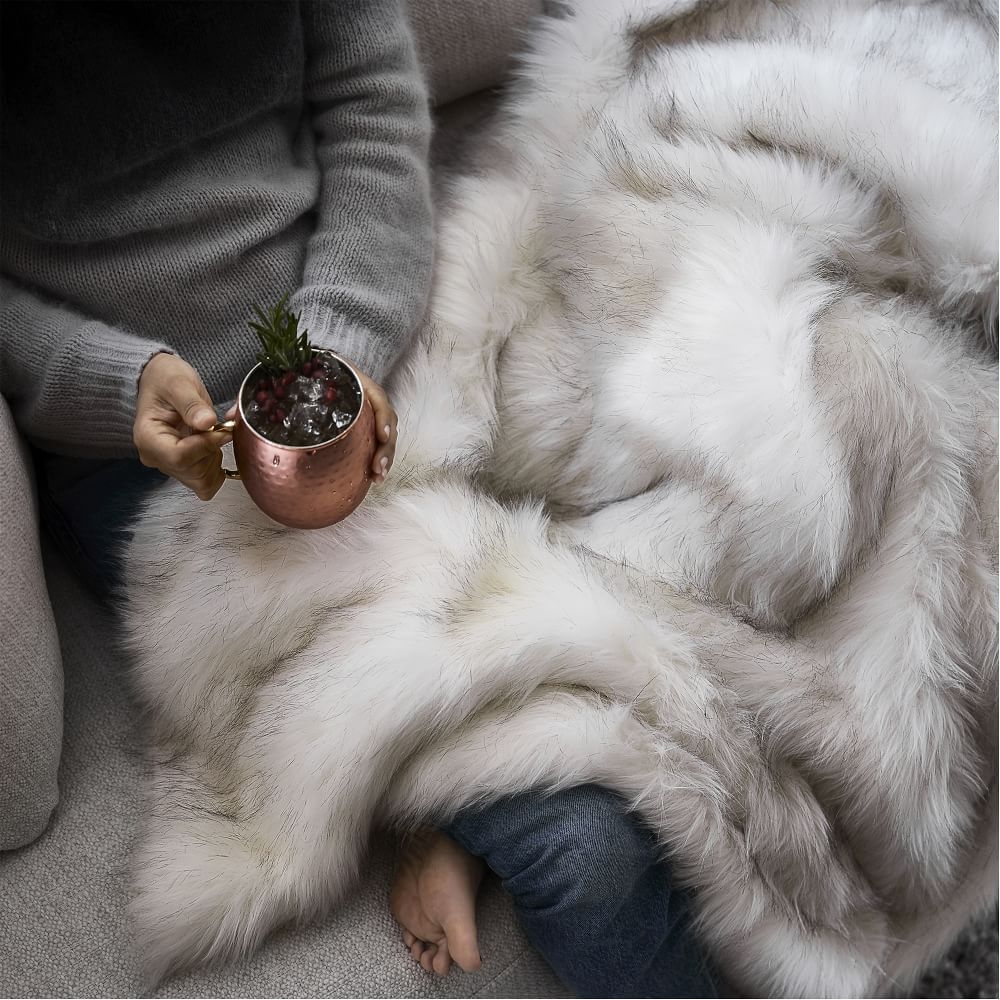 White faux top fur blanket