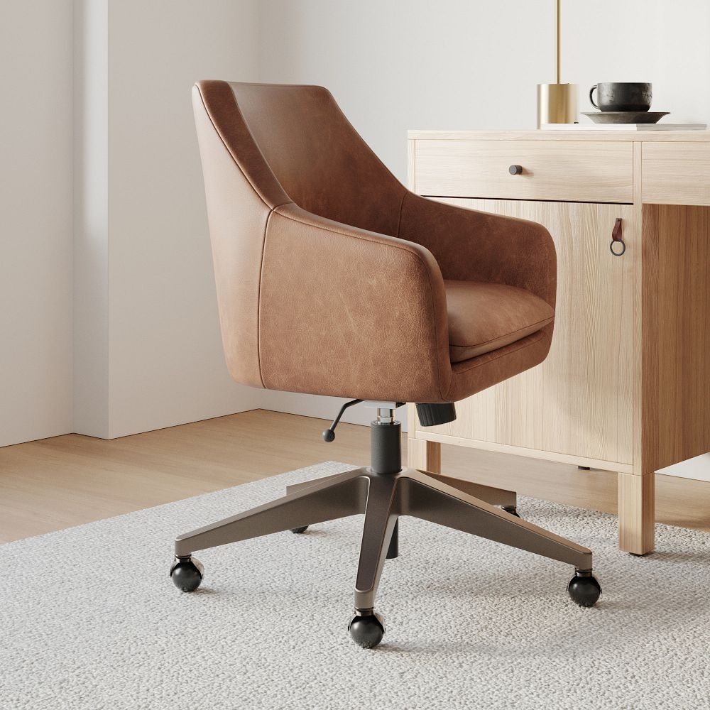 Buy online Helvetica Leather Office Chair now West Elm Kuwait Kuwait