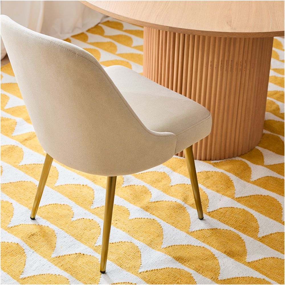 Upholstered dining chairs store with metal legs