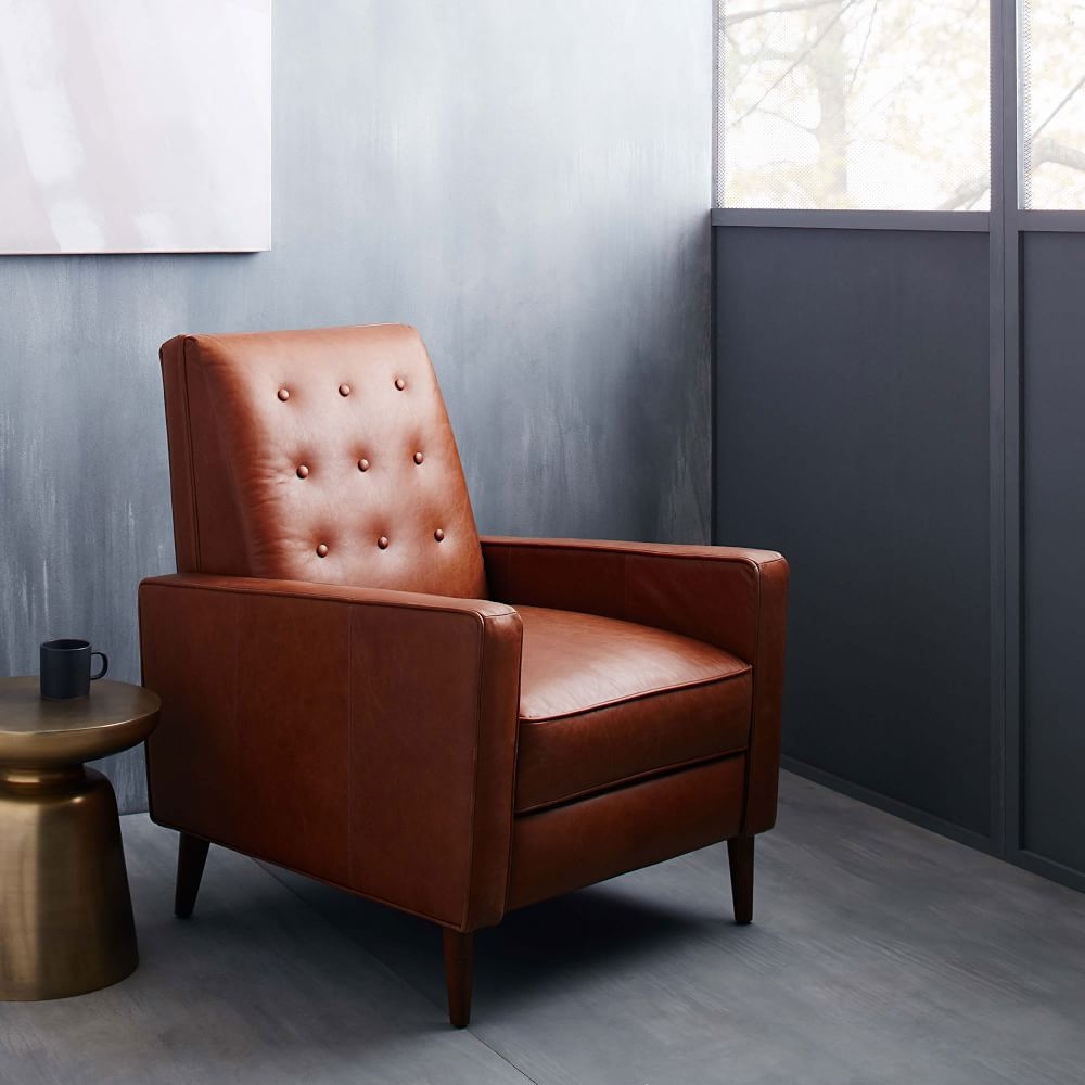 Mid century 2025 modern leather recliner