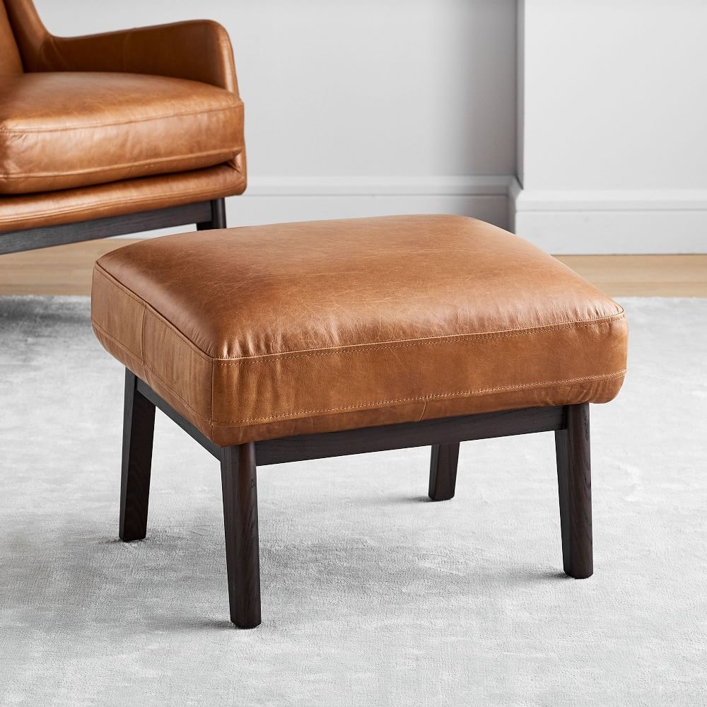 West elm leather shop pouf