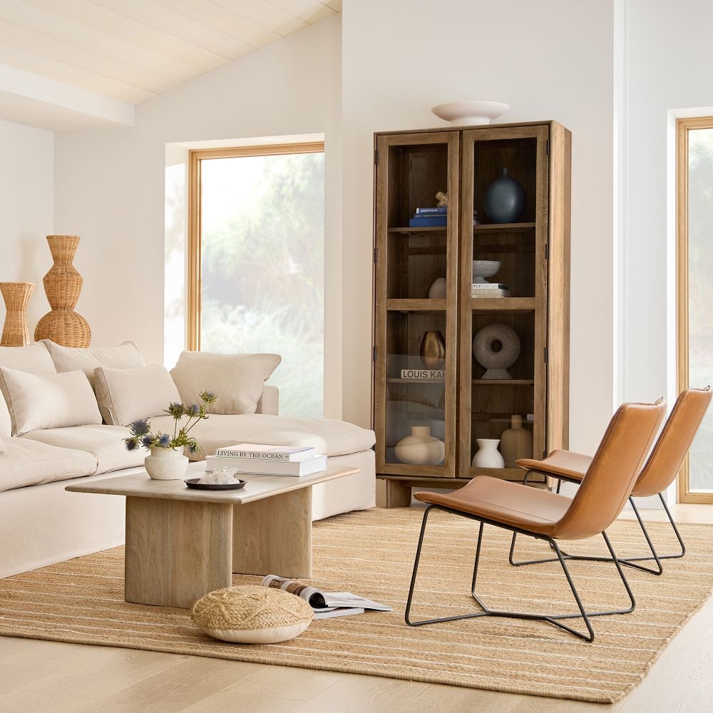 Wood and sales leather lounge chair