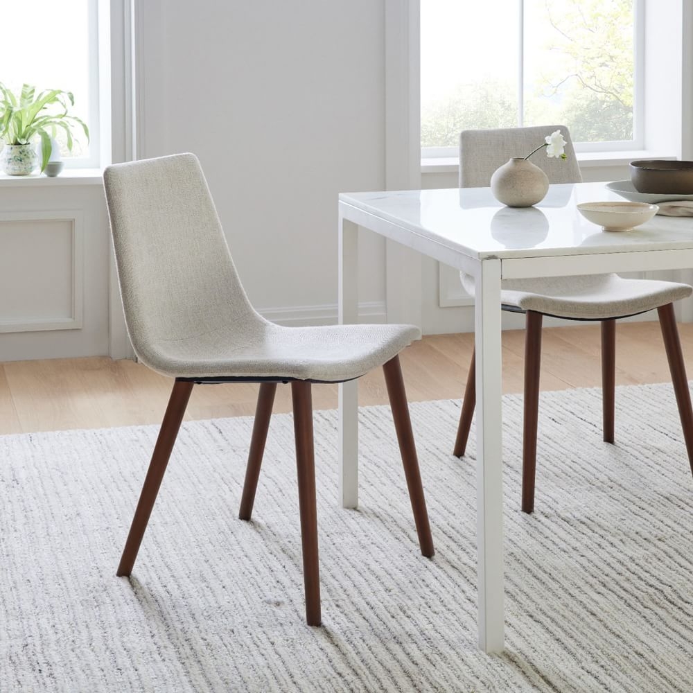 Upholstered dining chairs with walnut legs cheap