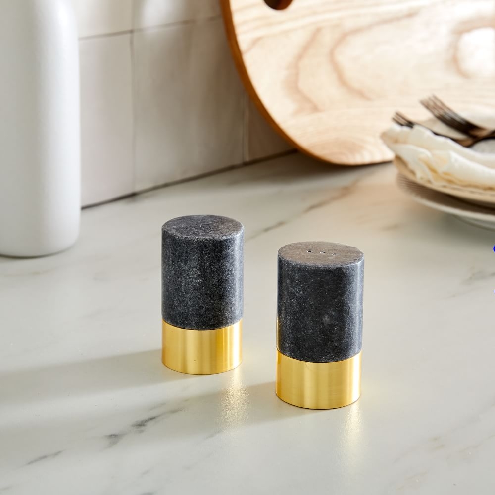 Brass salt top and pepper shakers