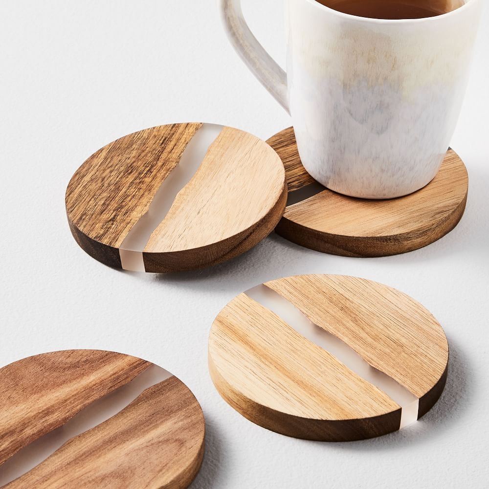Buy online Wood Resin Coasters Set of 4 now West Elm Kuwait